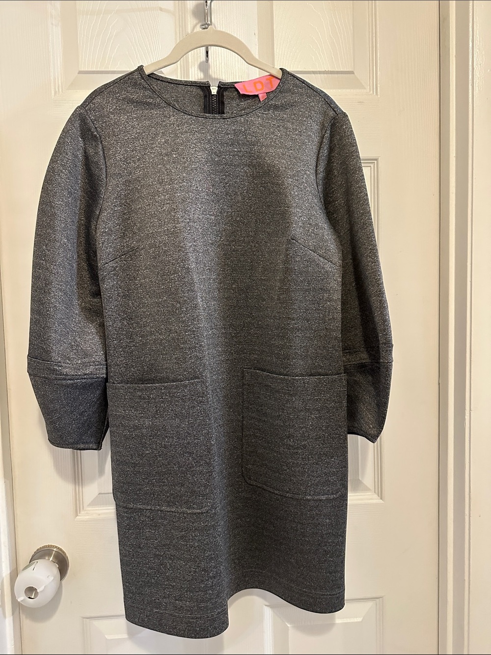 LDT Heather Gray Knit Dress with Pink Logo Tag